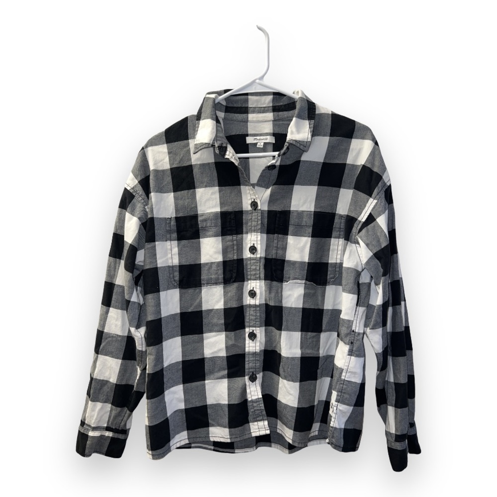 Madewell Buffalo Check Flannel Shirt Jacket in Big Triple True Black size medium